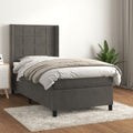 Boxspring met matras fluweel donkergrijs 90x200 cm