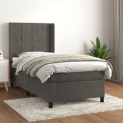 Boxspring met matras 100x200 cm donkergrijs fluweel
