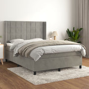 Boxspring met matras 140x200 cm lichtgrijs fluweel