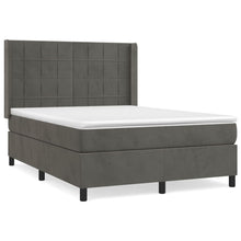 Boxspring Met Matras Fluweel Donkergrijs 140 x 200 cm Blok met vierkanten
