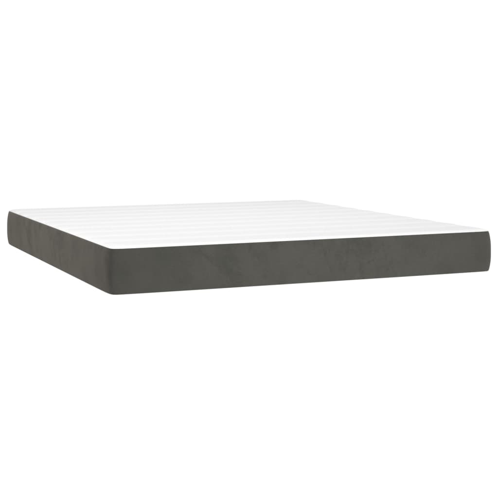Boxspring Met Matras Fluweel Donkergrijs 160 x 200 cm Blok met vierkanten
