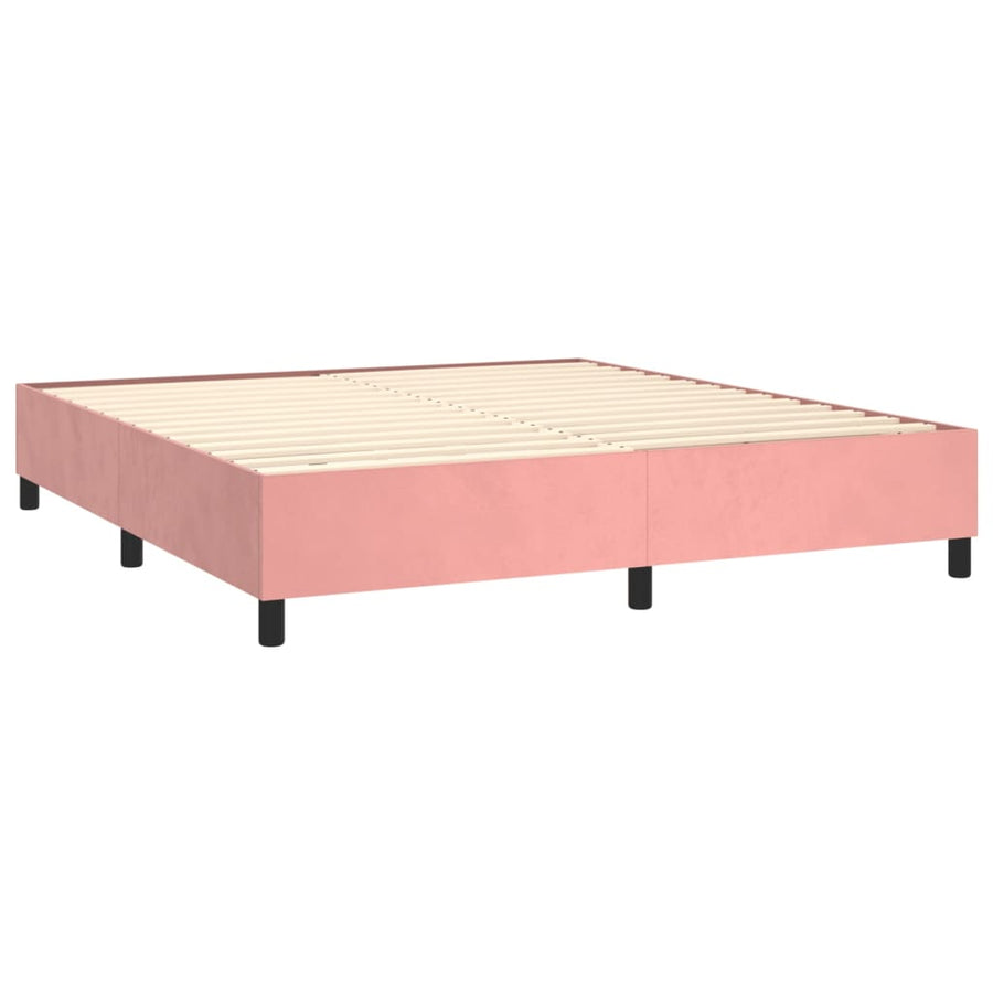 Boxspring Met Matras Fluweel Roze 160 x 200 cm Blok met vierkanten