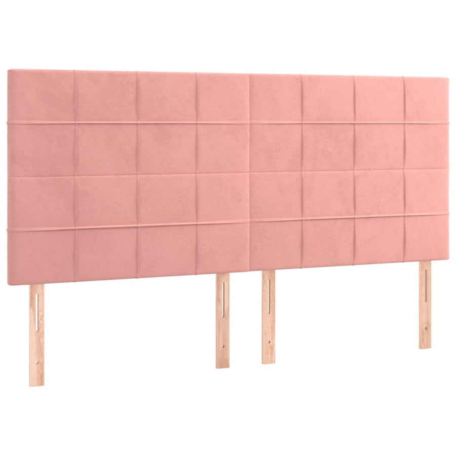 Boxspring Met Matras Fluweel Roze 160 x 200 cm Blok met vierkanten