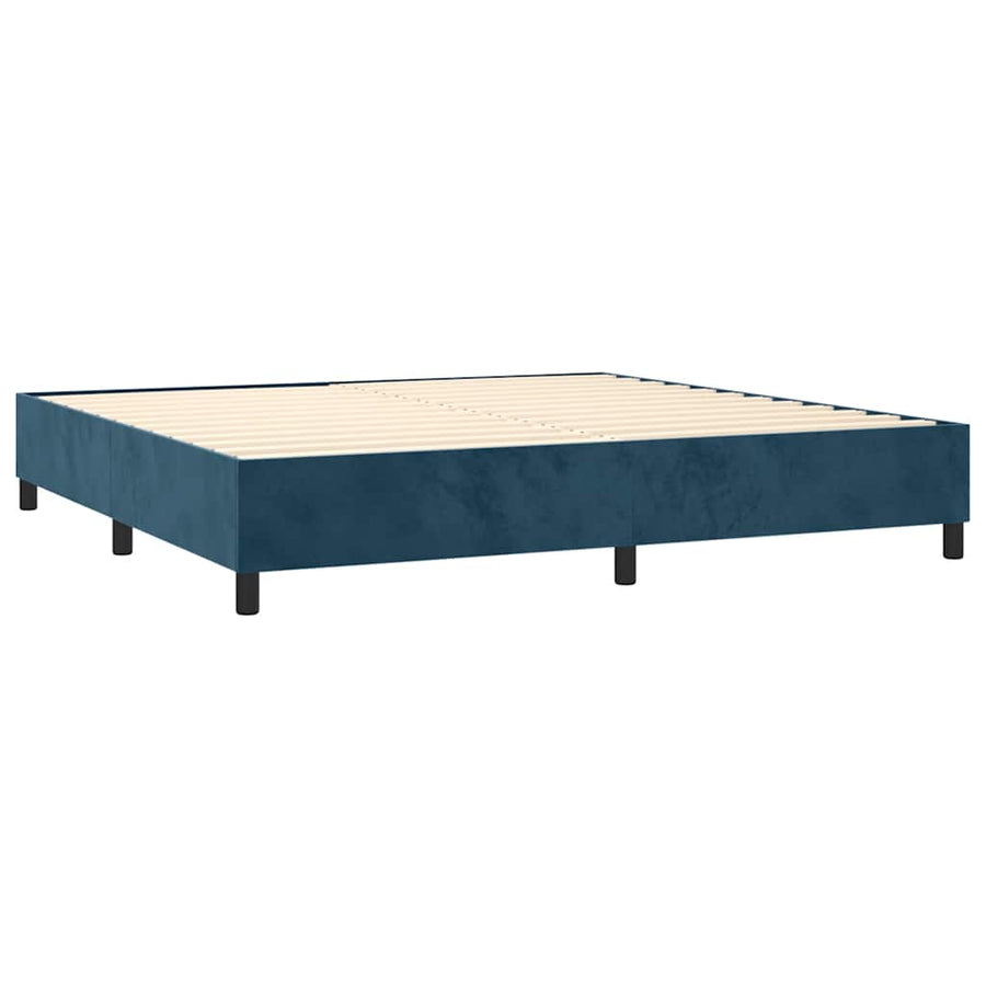 Boxspring met matras fluweel donkerblauw 180x200 cm