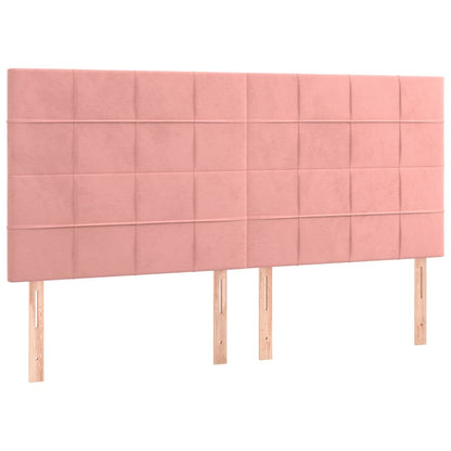 Boxspring Met Matras Fluweel Roze 180 x 200 cm Blok met vierkanten