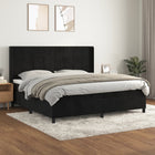 Box spring with velvet mattress black 200x200 cm