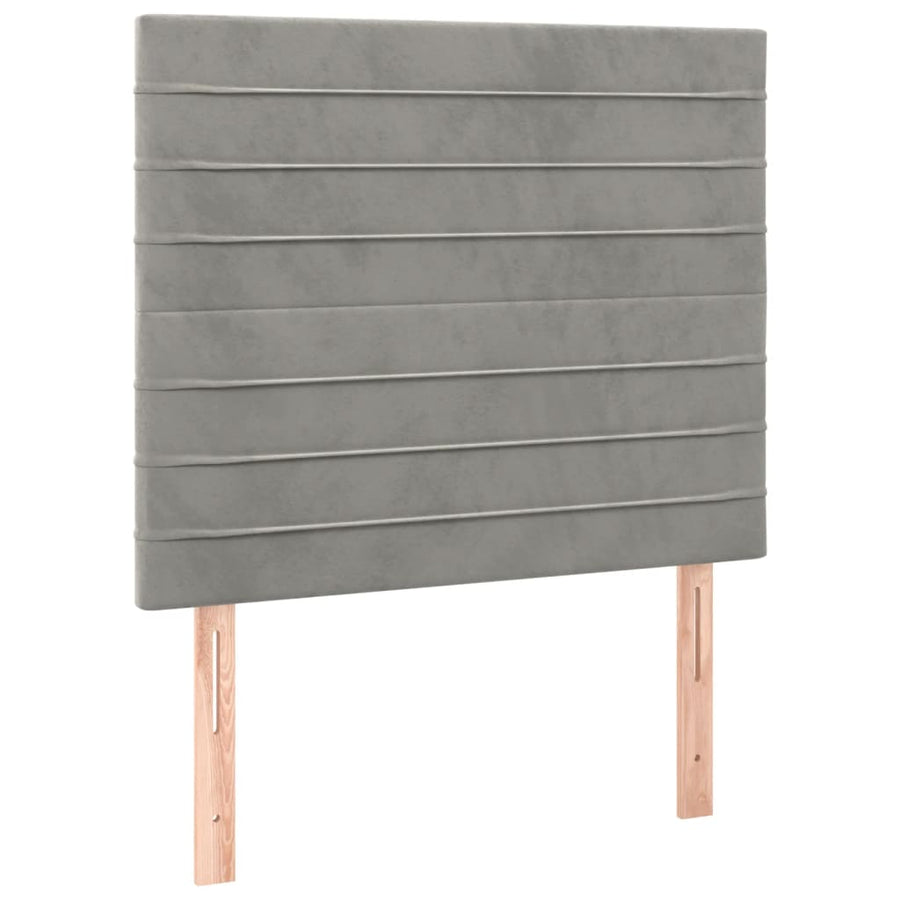 Boxspring Met Matras Fluweel Lichtgrijs 80 x 200 cm Horizontale strepen