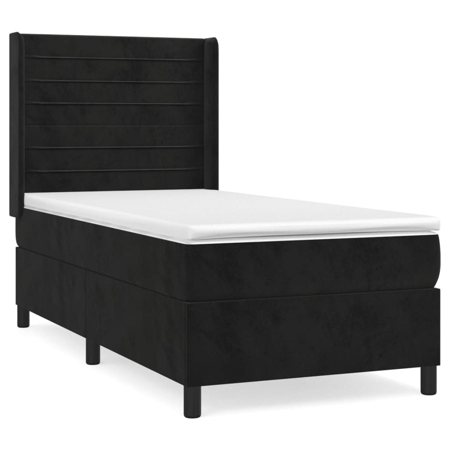 Boxspring Met Matras Fluweel Zwart 80 x 200 cm Horizontale strepen