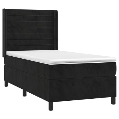 Boxspring Met Matras Fluweel Zwart 80 x 200 cm Horizontale strepen