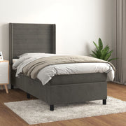 Boxspring 90x200 cm fluweel donkergrijs met matras