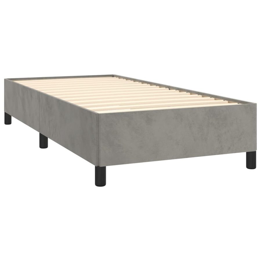 Boxspring Met Matras Fluweel Lichtgrijs 100 x 200 cm Horizontale strepen