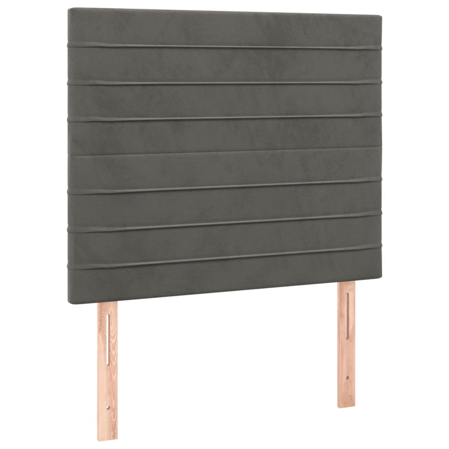 Boxspring Met Matras Fluweel Donkergrijs 100 x 200 cm Horizontale strepen