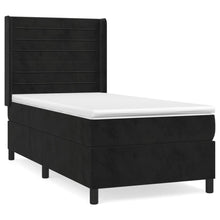 Boxspring Met Matras Fluweel Zwart 100 x 200 cm Horizontale strepen