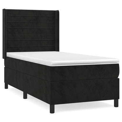 Boxspring Met Matras Fluweel Zwart 100 x 200 cm Horizontale strepen