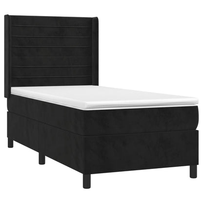 Boxspring Met Matras Fluweel Zwart 100 x 200 cm Horizontale strepen