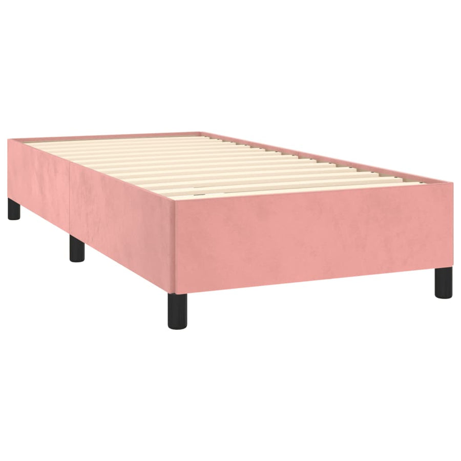 Boxspring Met Matras Fluweel Roze 100 x 200 cm Horizontale strepen
