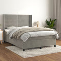 Boxspring met matras fluweel lichtgrijs 140x190 cm
