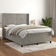 Boxspring met matras 140x200 cm lichtgrijs fluweel