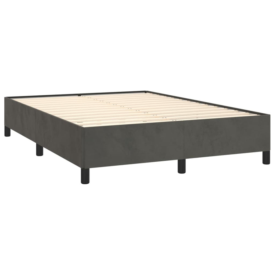 Boxspring Met Matras Fluweel Donkergrijs 140 x 200 cm Horizontale strepen