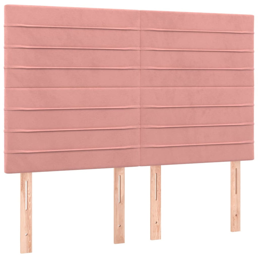 Boxspring Met Matras Fluweel Roze 140X200 Cm Roze 140 x 200 cm Horizontale strepen