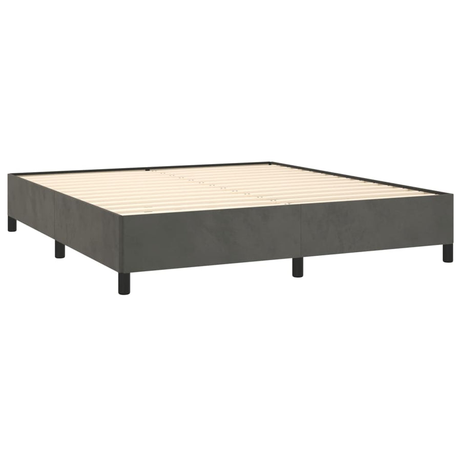 Boxspring Met Matras Fluweel Donkergrijs 160 x 200 cm Horizontale strepen