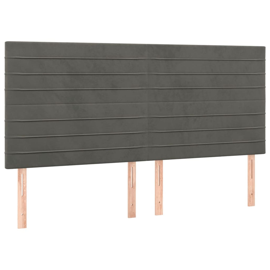 Boxspring Met Matras Fluweel Donkergrijs 160 x 200 cm Horizontale strepen