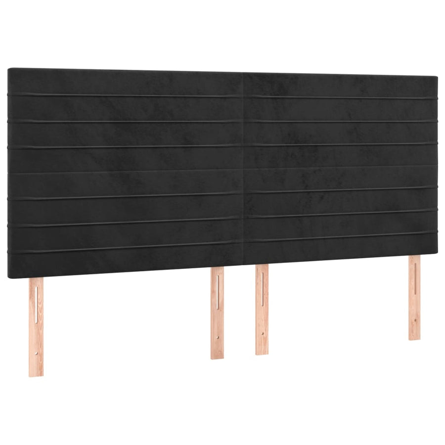Boxspring Met Matras Fluweel Zwart 160 x 200 cm Horizontale strepen