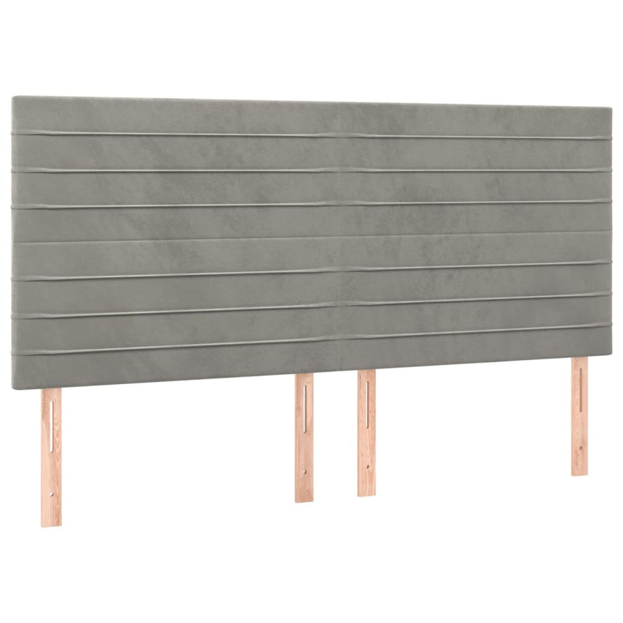 Boxspring Met Matras Fluweel Lichtgrijs 180 x 200 cm Horizontale strepen