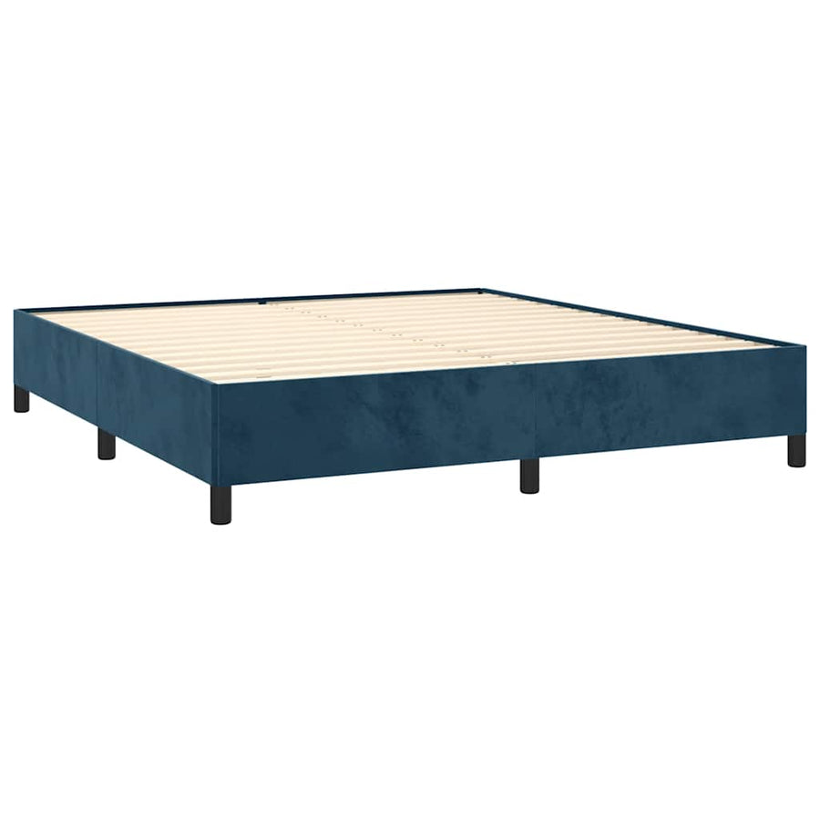Boxspring met matras fluweel donkerblauw 180x200 cm