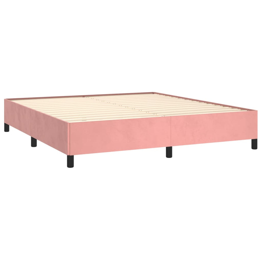 Boxspring Met Matras Fluweel Roze 180 x 200 cm Horizontale strepen