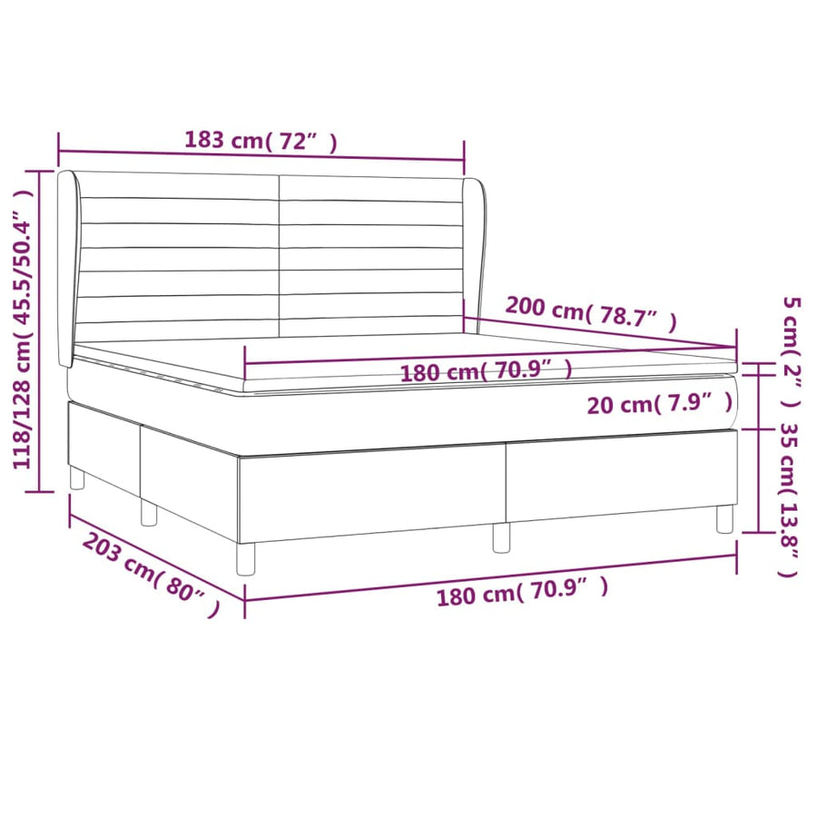 Boxspring Met Matras Fluweel Roze 180 x 200 cm Horizontale strepen