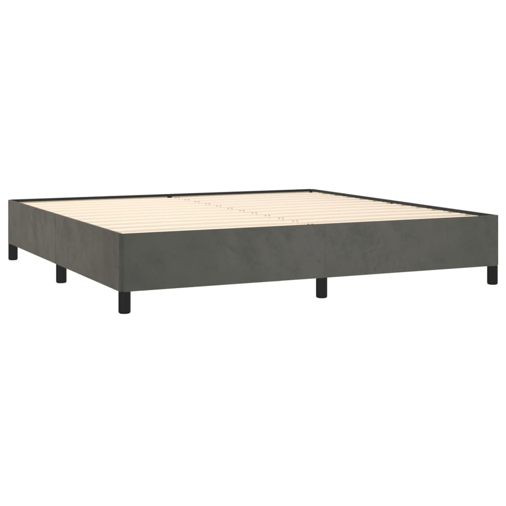 Boxspring Met Matras Fluweel Donkergrijs 200 x 200 cm Horizontale strepen
