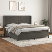 Boxspring met matras donkergrijs 200x200 cm