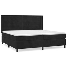 Boxspring Met Matras Fluweel Zwart 200 x 200 cm Horizontale strepen