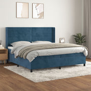 Boxspring met matras 200x200 cm blauw fluweel