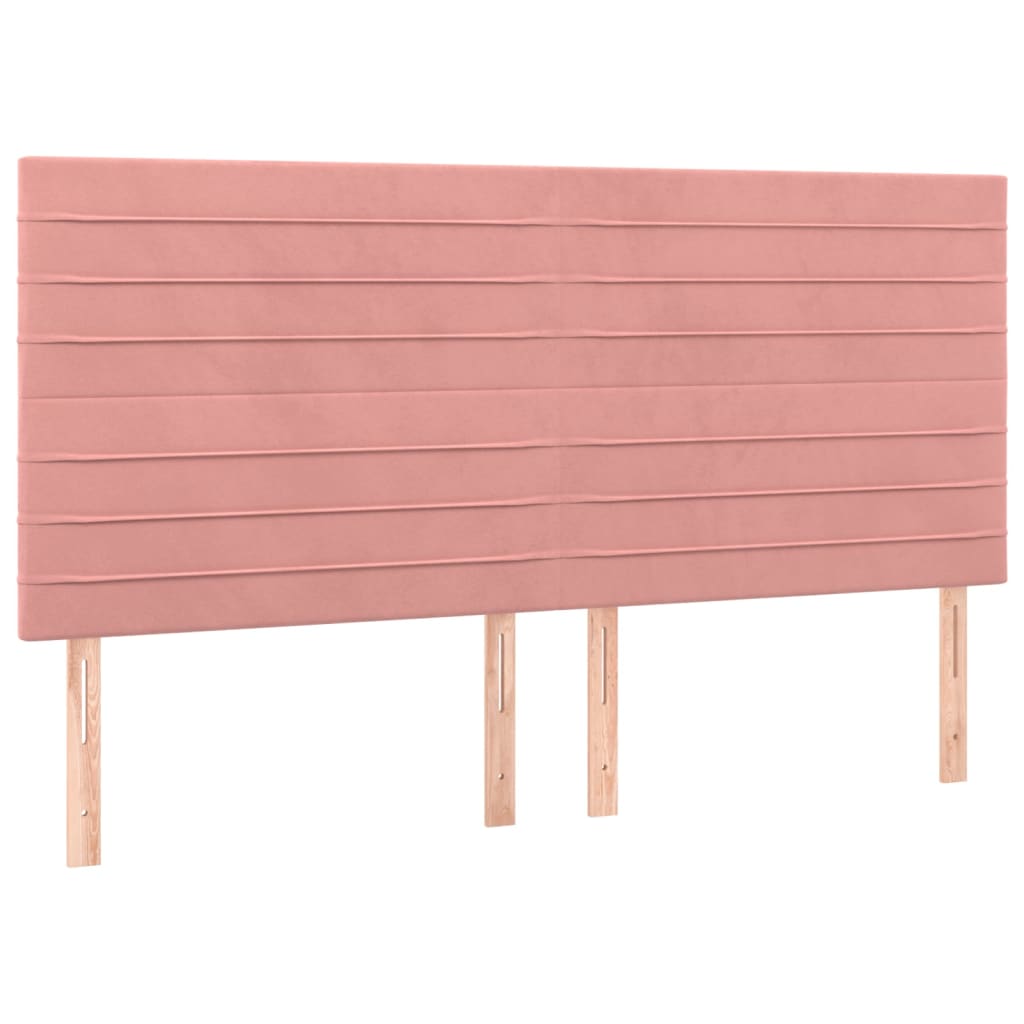 Boxspring Met Matras Fluweel Roze 200 x 200 cm Horizontale strepen