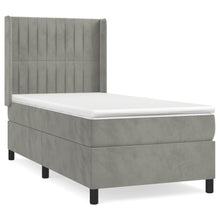 Boxspring Met Matras Fluweel Lichtgrijs 80 x 200 cm Verticale strepen