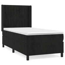 Boxspring Met Matras Fluweel Zwart 90 x 190 cm Verticale strepen