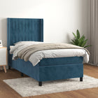 Boxspring Met Matras Fluweel Donkerblauw 100 x 200 cm Verticale strepen