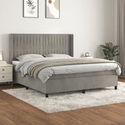 Boxspring met matras 160x200 cm lichtgrijs fluweel