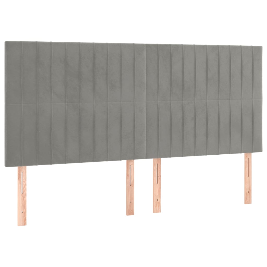 Boxspring Met Matras Fluweel Lichtgrijs 200 x 200 cm Verticale strepen
