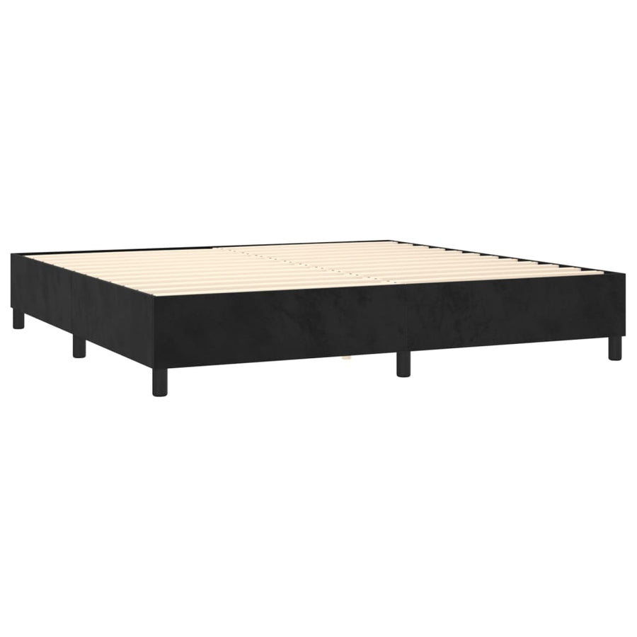 Boxspring Met Matras Fluweel Zwart 200 x 200 cm Verticale strepen