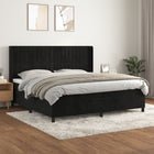 Box spring with velvet mattress black 200x200 cm