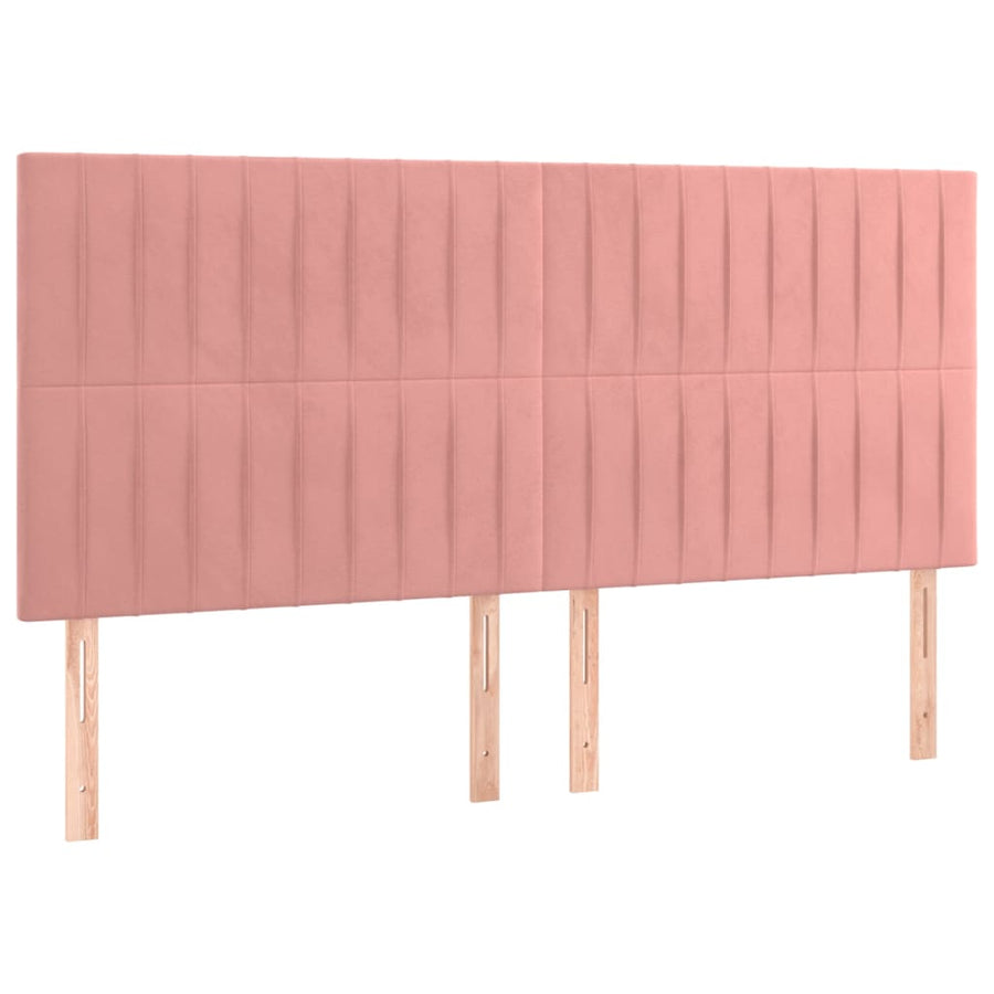 Boxspring Met Matras Fluweel Roze 200 x 200 cm Verticale strepen