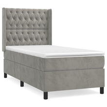 Boxspring Met Matras Fluweel Lichtgrijs 80 x 200 cm Getuft ontwerp