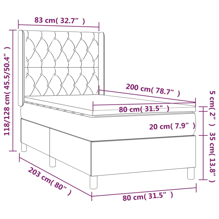 Boxspring Met Matras Fluweel 80 x 200 cm