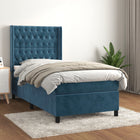 Boxspring Met Matras Fluweel Donkerblauw 80 x 200 cm Getuft ontwerp