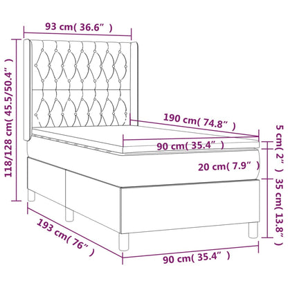 Boxspring Met Matras Fluweel 90 x 190 cm