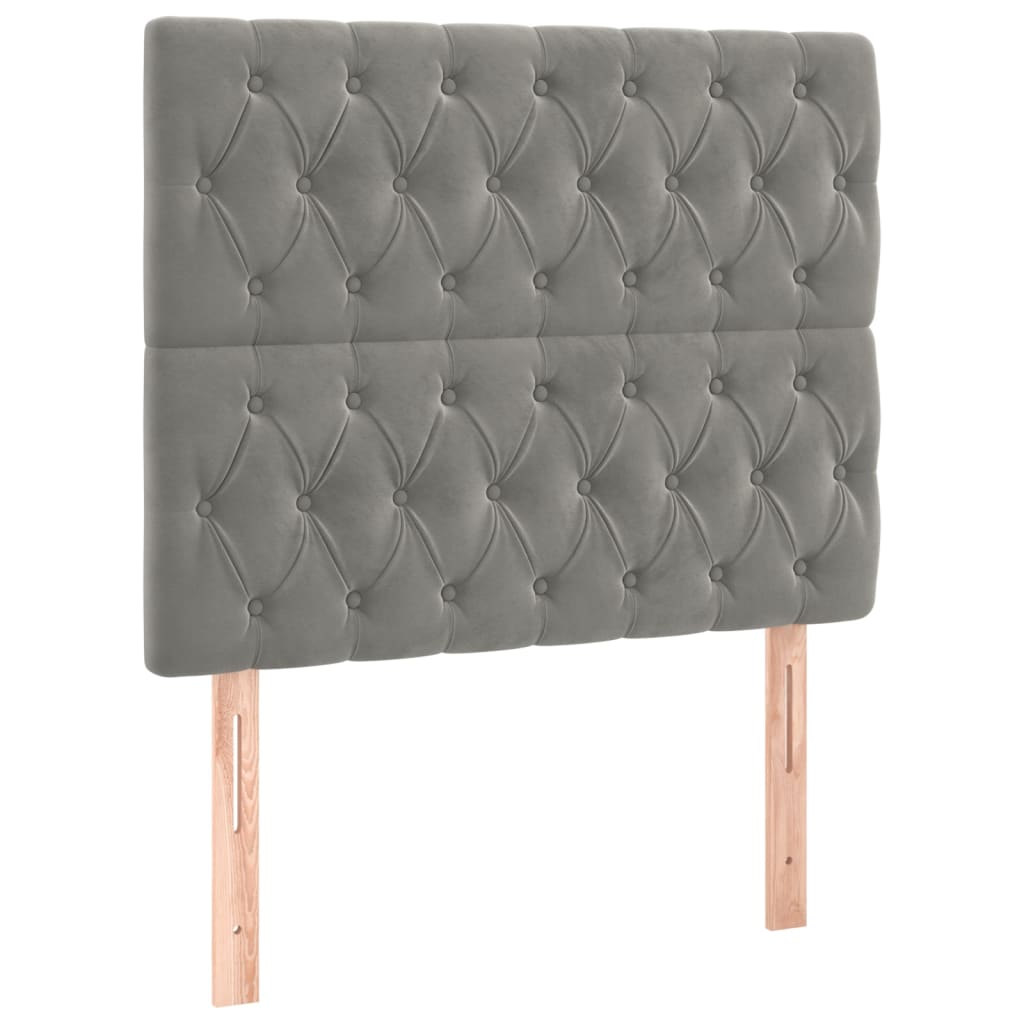 Boxspring Met Matras Fluweel Lichtgrijs 90 x 200 cm Getuft ontwerp