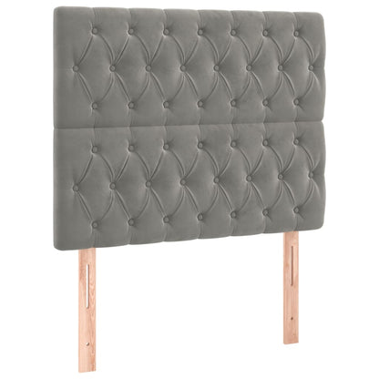 Boxspring Met Matras Fluweel Lichtgrijs 90 x 200 cm Getuft ontwerp